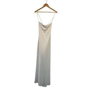 Elegant Princess Polly US 12 White Satin Cowl Neck Backless Maxi Dress Slits